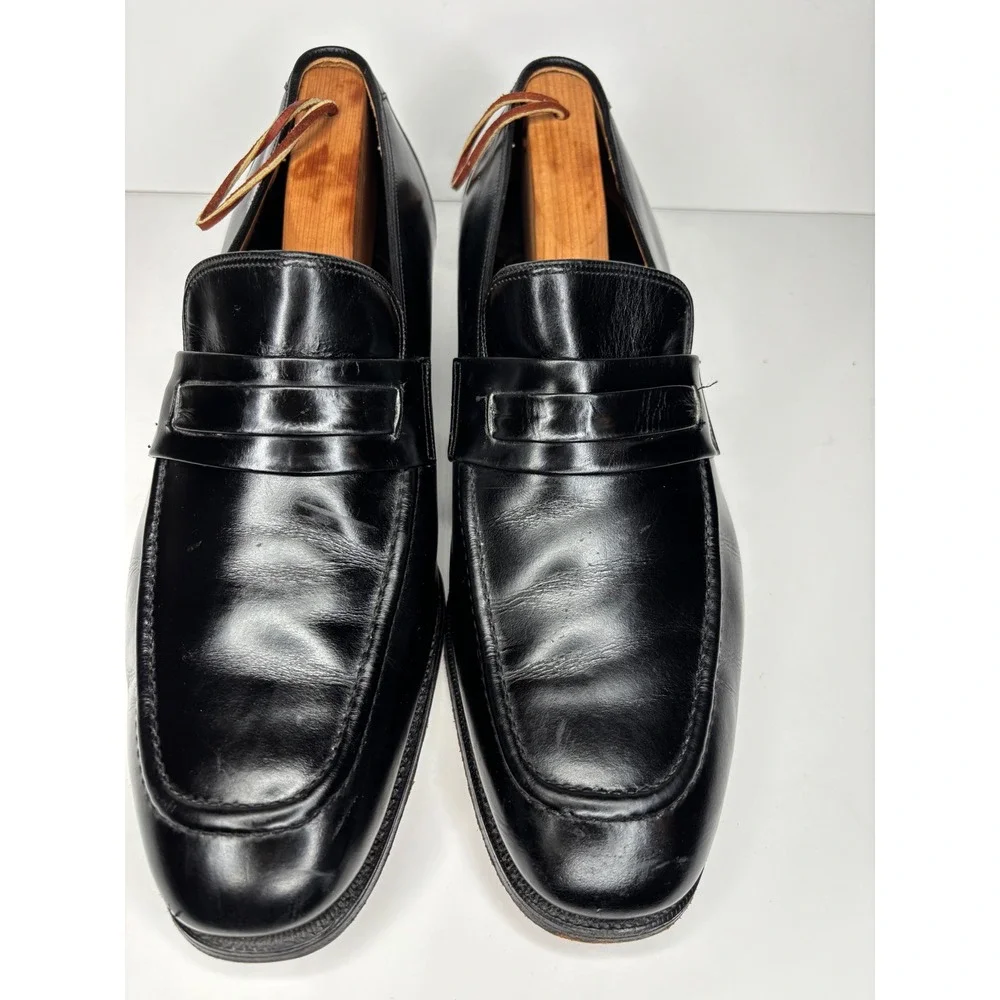 Vtg Church's Penny Loafers Men 10.5W UK 9.5H Black Custom Grade Leather England